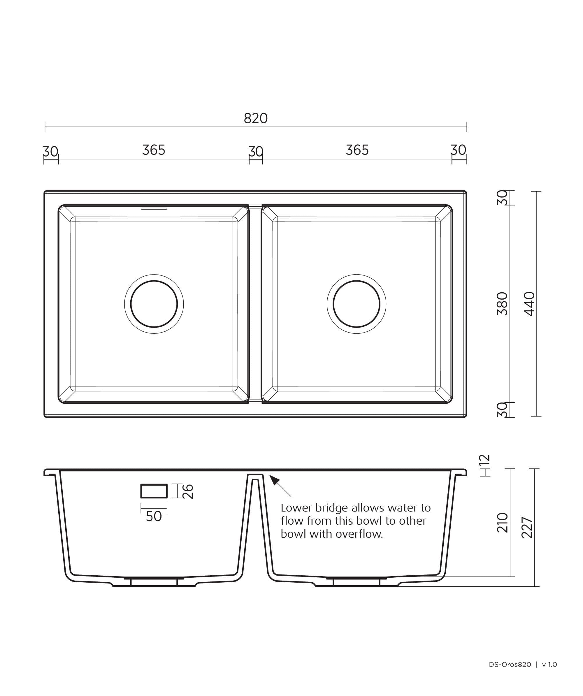 Seima Oros 820 Double Bowl ArqStone Sink Black or White Seima Oros 820 Double Bowl ArqStone Sink Black or White