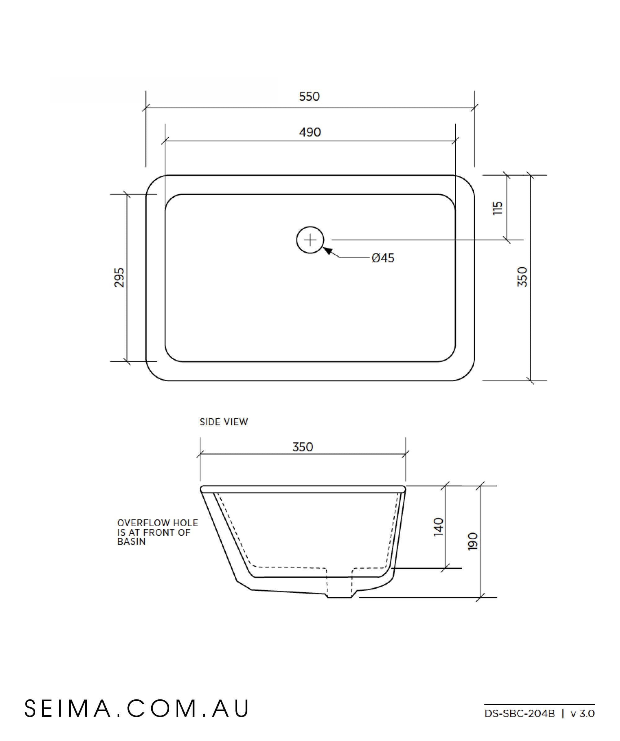 Seima Plati 204 Undermount Basin Matte Black 191471 Seima Plati 204 Undermount Basin Matte Black 191471