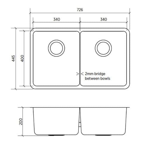 Seima Kubic 726 Blade Double Bowl Sink No Splash Design 191679