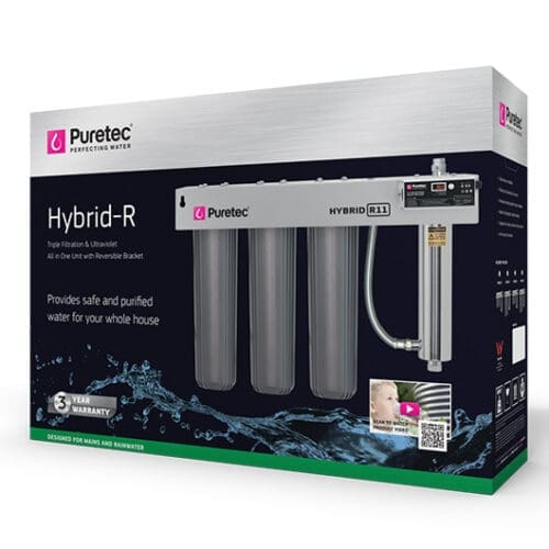 Puretec Hybrid R11 Whole House Triple Stage Filtration With UV Protection, Reversible Mounting Bracket, 120 LPM