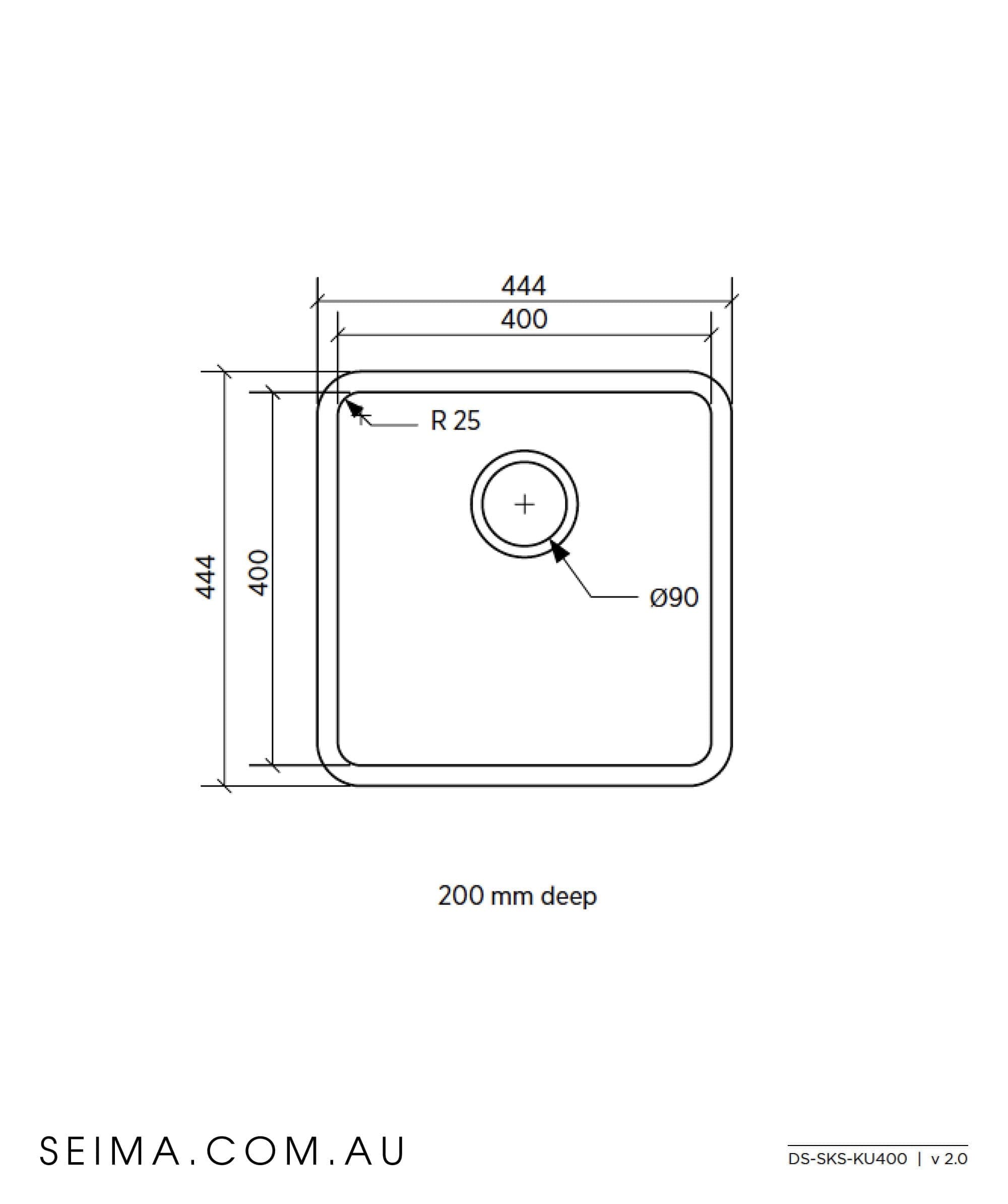 Seima Kubic 400 Single Bowl Sink 191671 Seima Kubic 400 Single Bowl Sink 191671