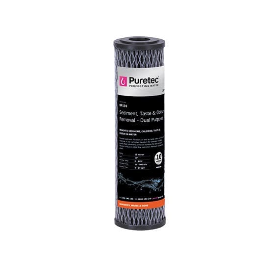 Puretec Dual Purpose Carbon Cartridge, 10 Inch, 10UM DP101 Puretec DP101