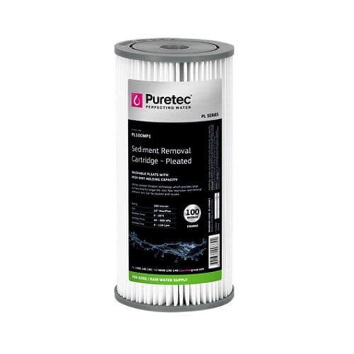 Puretec Pl100Mp1 Pleated Sediment Cartridge, 10" Mp, 100 Micron