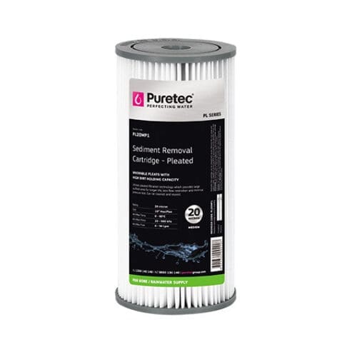 Puretec Pl20Mp1 Pleated Sediment Cartridge, 10" Mp, 20 Micron