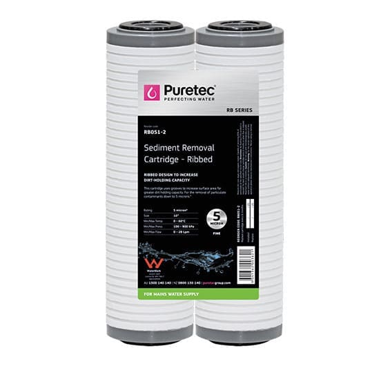 Puretec Rb051-2 Twin Pack Ribbed Sediment Cartridges, 10 Inch, 5 Micron Puretec Rb051-2 Twin Pack Ribbed Sediment Cartridges, 10 Inch, 5 Micron