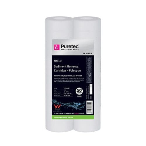 Puretec Px501-2 Twin Pack Polyspun Sediment Cartridge, 10 Inch, 50 Micron