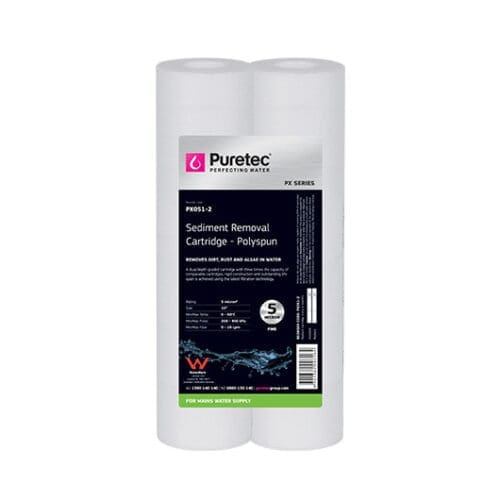 Puretec Px051-2  Twin Pack  Polyspun Sediment Cartridge, 10 Inch, 5 Micron