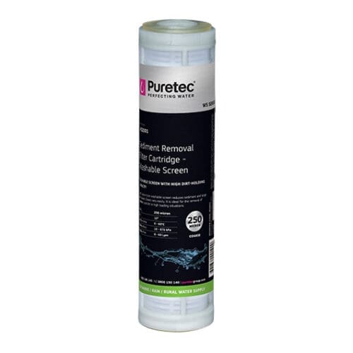 Puretec WS2501 Washable Screen Sediment removal Cartridge, 10", 250 Micron