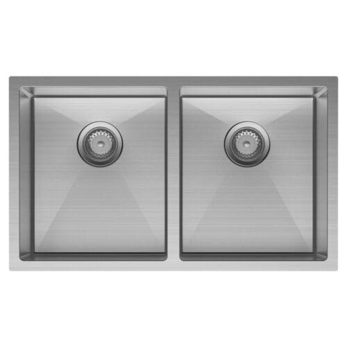 Fienza Hana Double Kitchen Sink - Stainless Steel, PVD Carbon Metal or PVD Rugged Brass Finish