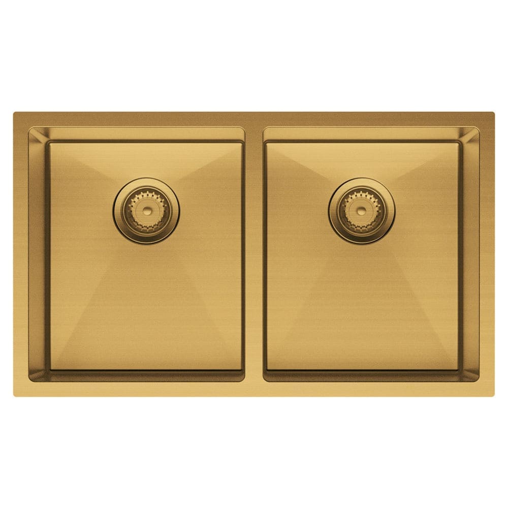 Fienza Hana Double Kitchen Sink - Stainless Steel, PVD Carbon Metal or PVD Rugged Brass Finish Fienza Hana Double Kitchen Sink - Stainless Steel, PVD Carbon Metal or PVD Rugged Brass Finish