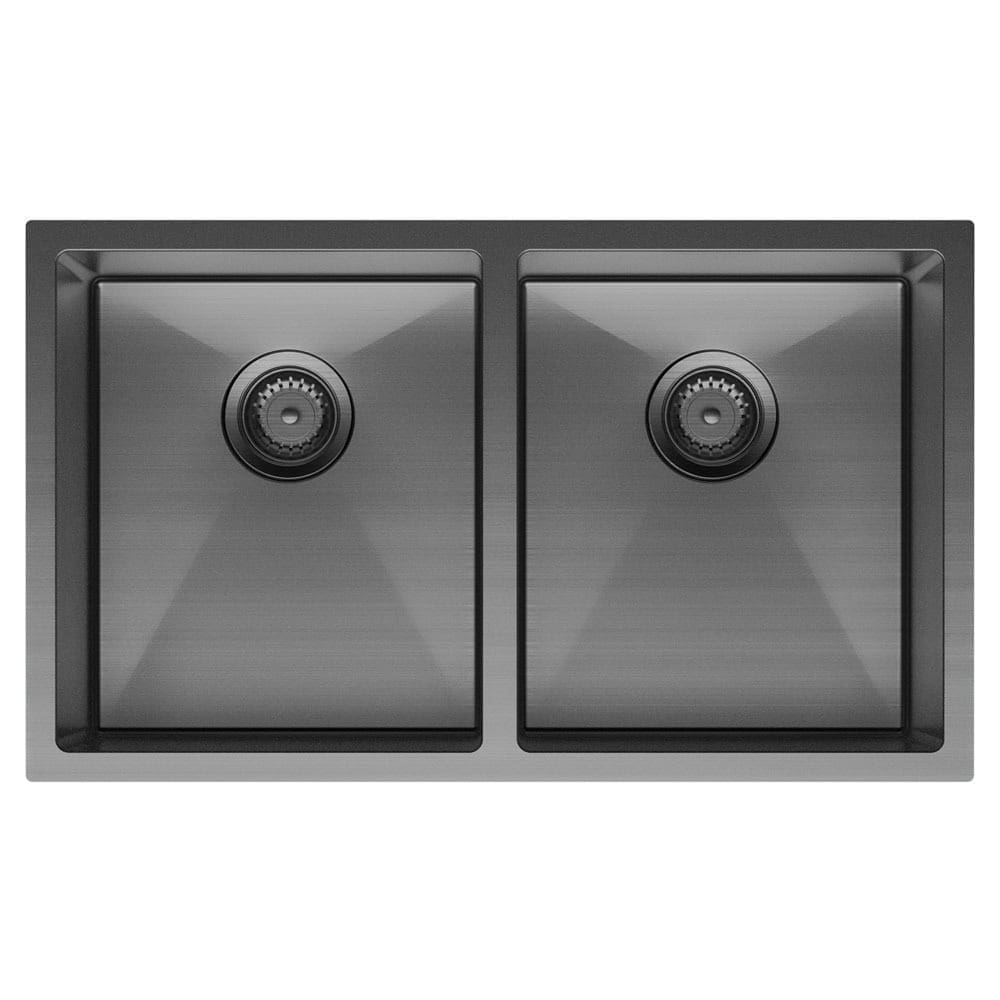 Fienza Hana Double Kitchen Sink - Stainless Steel, PVD Carbon Metal or PVD Rugged Brass Finish Fienza Hana Double Kitchen Sink - Stainless Steel, PVD Carbon Metal or PVD Rugged Brass Finish