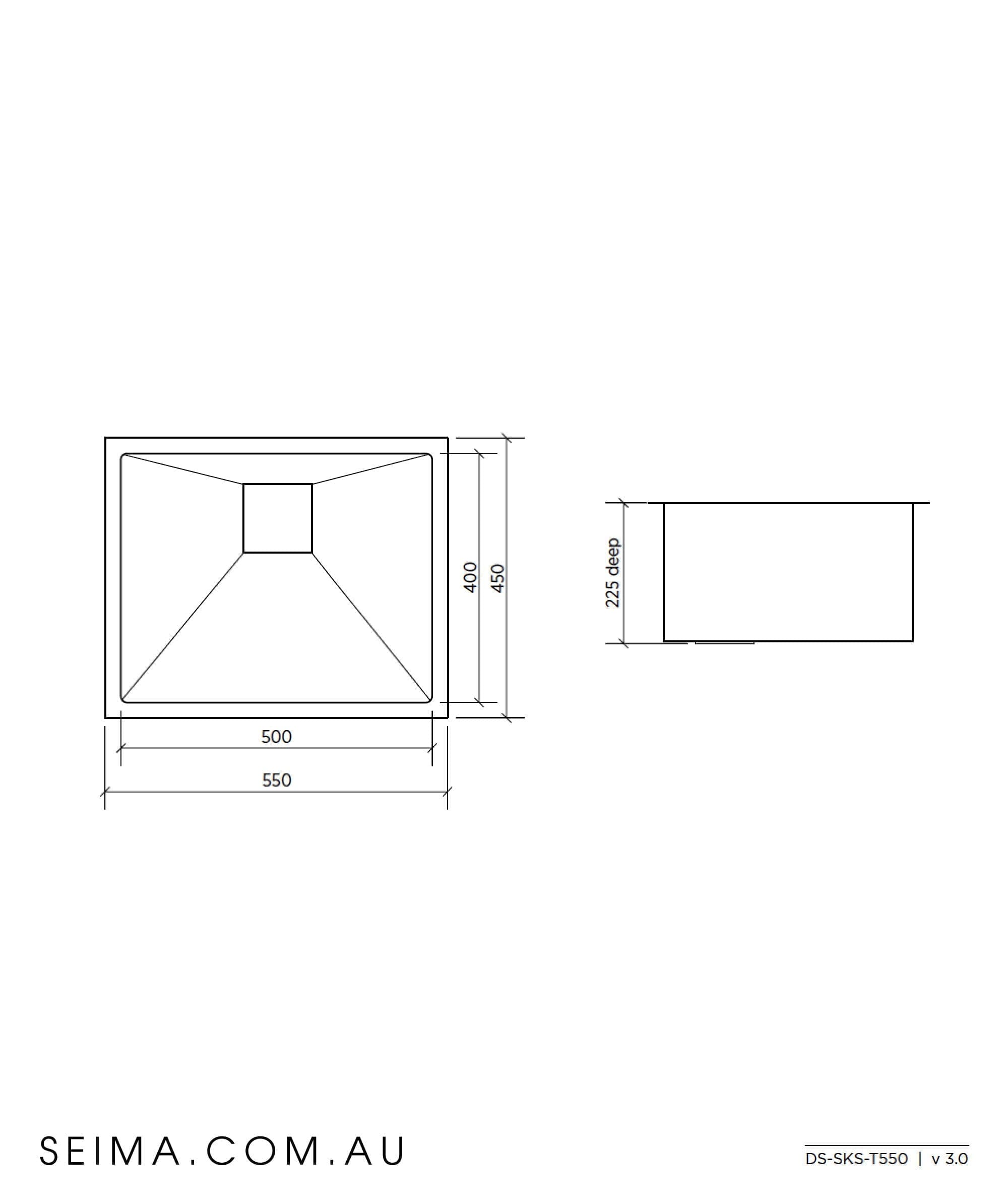 Seima Tetra 550 Single Bowl Over/Undermount Sink 191697 Seima Tetra 550 Single Bowl Over/Undermount Sink 191697