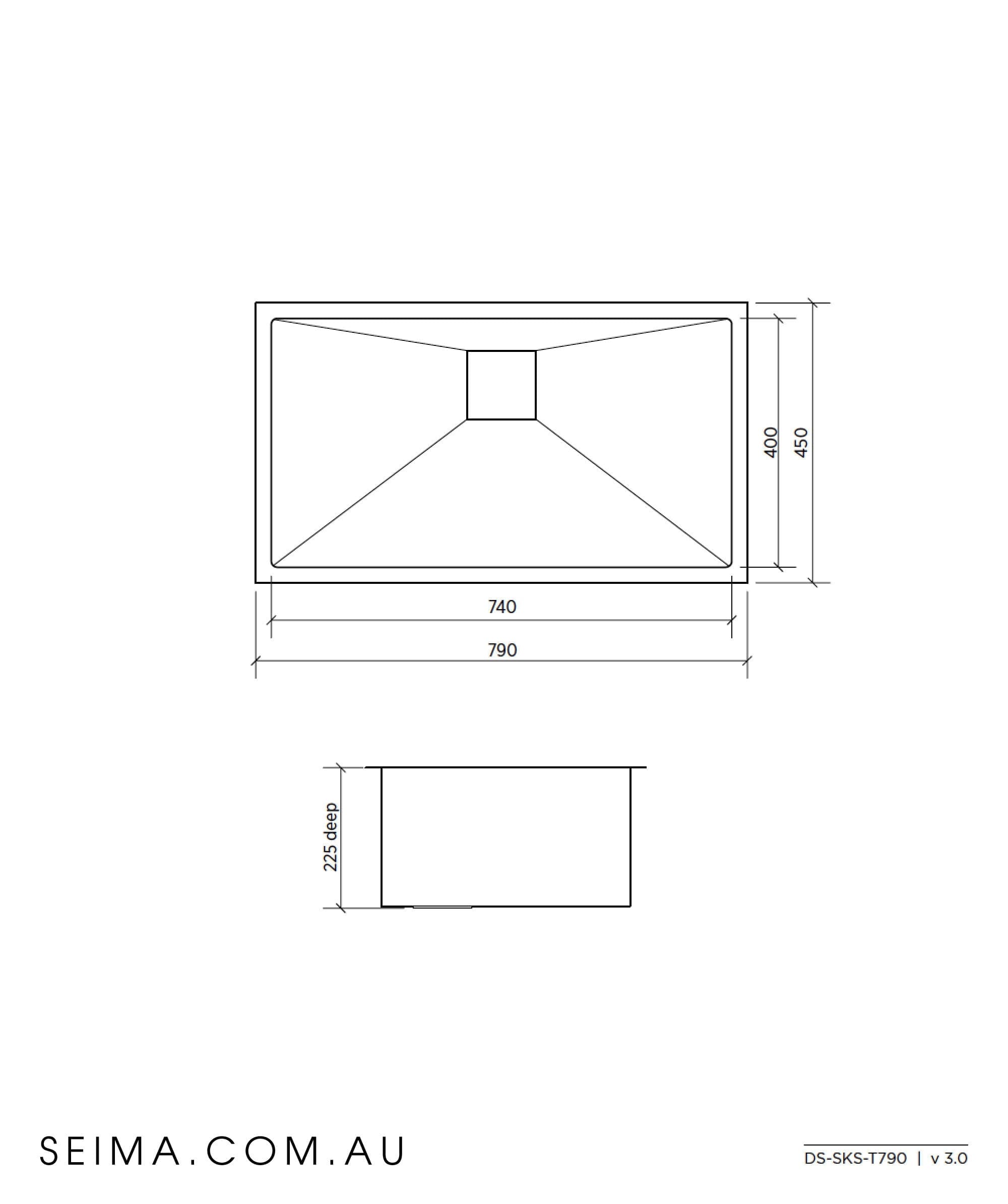 Seima Tetra 790 Single Bowl Over/Undermount Sink 191702 Seima Tetra 790 Single Bowl Over/Undermount Sink 191702