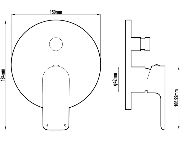 Harmony Bassini Wall Diverter - spec Harmony Bassini Wall Mixer With Diverter - Image 2